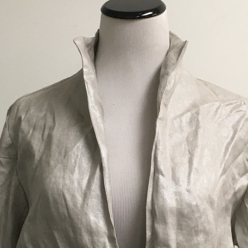 Stina Sayre metallic linen jacket L silver gray
